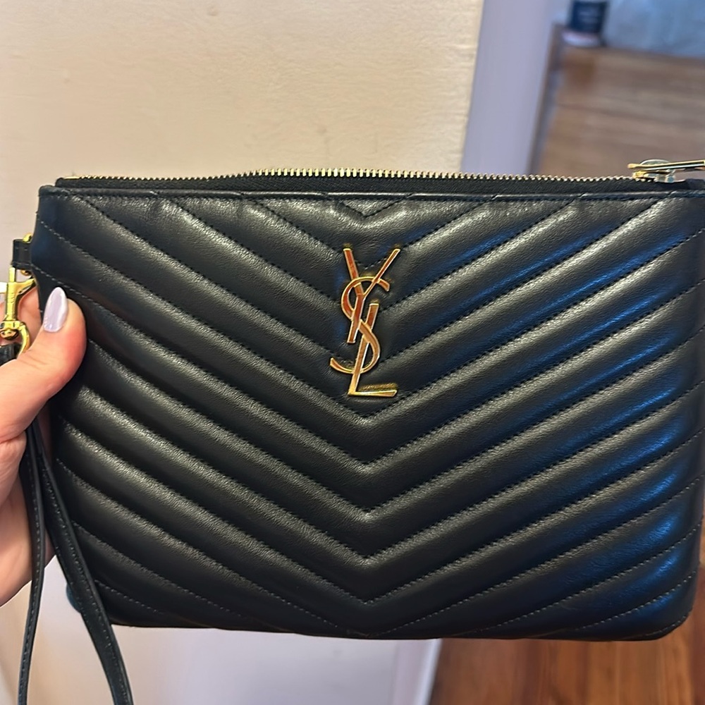 YSL Monogram Small Pouch in Smooth Leather